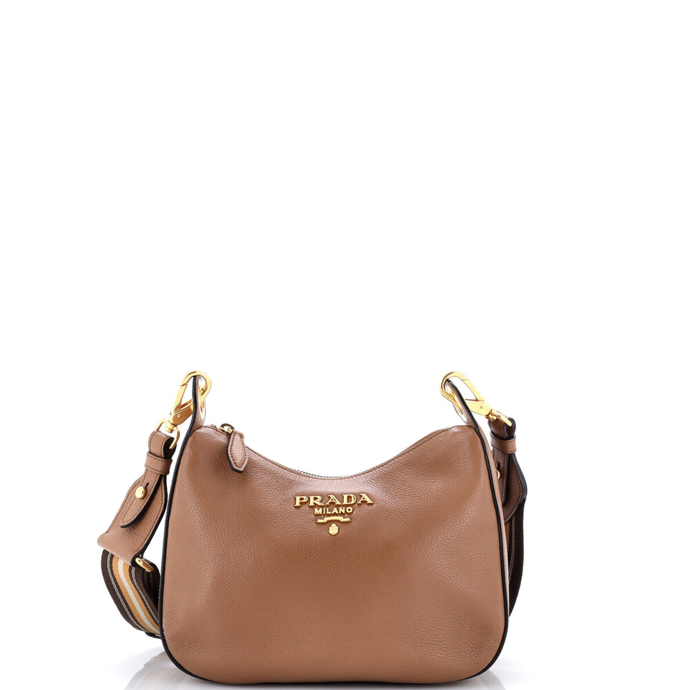 Prada Small Striped Strap Zip Hobo